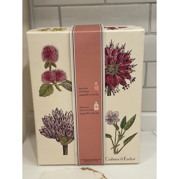 Crabtree & Evelyn Pear & Pink Magnolia Body Wash & Body Lotion 8.5 fl oz New - Picture 4 of 5